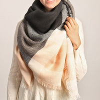 Gray and Black Plaid Blanket Scarf - Bean Concept - Etsy