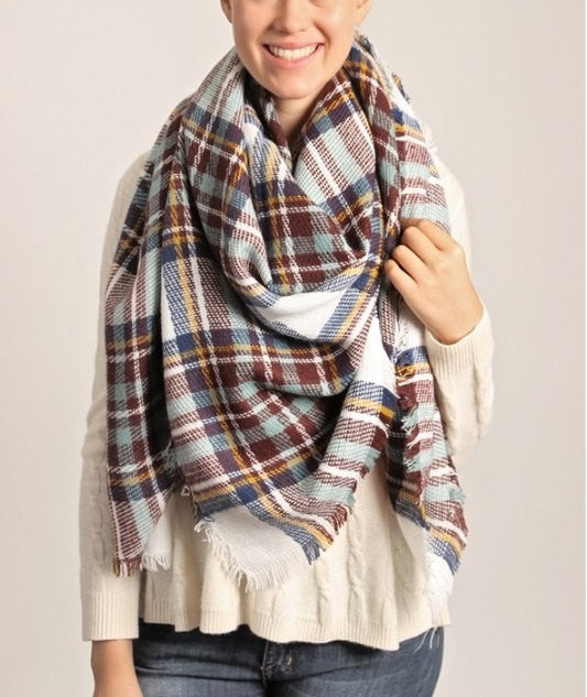 Gray and Black Plaid Blanket Scarf - Bean Concept - Etsy
