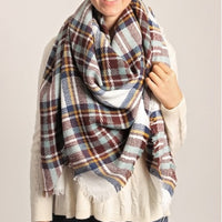 Gray and Black Plaid Blanket Scarf - Bean Concept - Etsy