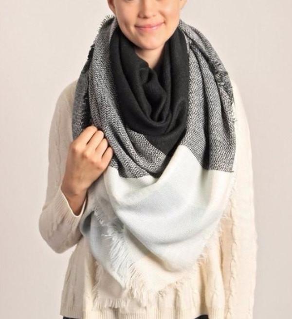 Gray and Black Plaid Blanket Scarf - Bean Concept - Etsy