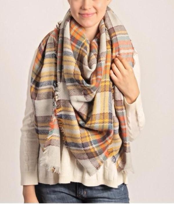 Black and White Plaid Blanket Scarf - Bean Concept - Etsy