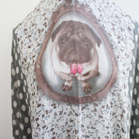 Pug Scarf with Lace Print and Polka Dot - Bean Concept - Etsy