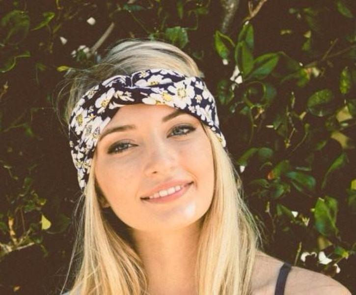 navy flower headband turban - Bean Concept - Etsy