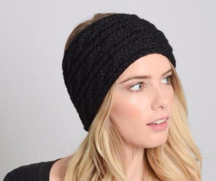 Black Knitted Headband - Bean Concept - Etsy