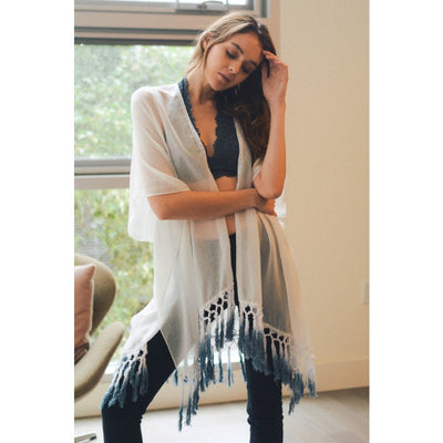 White Kimono with Tassel - Bean Concept - Etsy