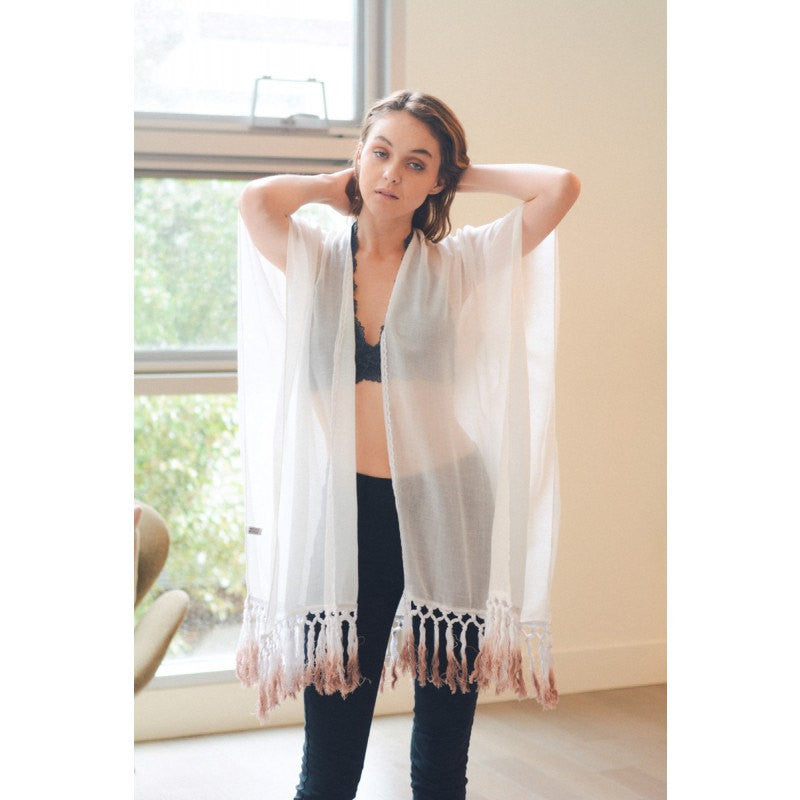 White Kimono with Tassel - Bean Concept - Etsy