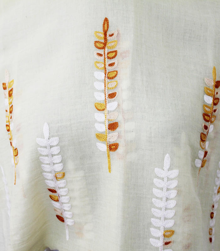 Embroidered Leaf Yellow Infinity Scarf - Bean Concept - Etsy