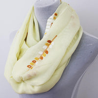 Embroidered Leaf Yellow Infinity Scarf - Bean Concept - Etsy