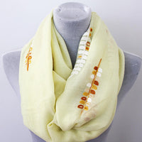 Embroidered Leaf Yellow Infinity Scarf - Bean Concept - Etsy