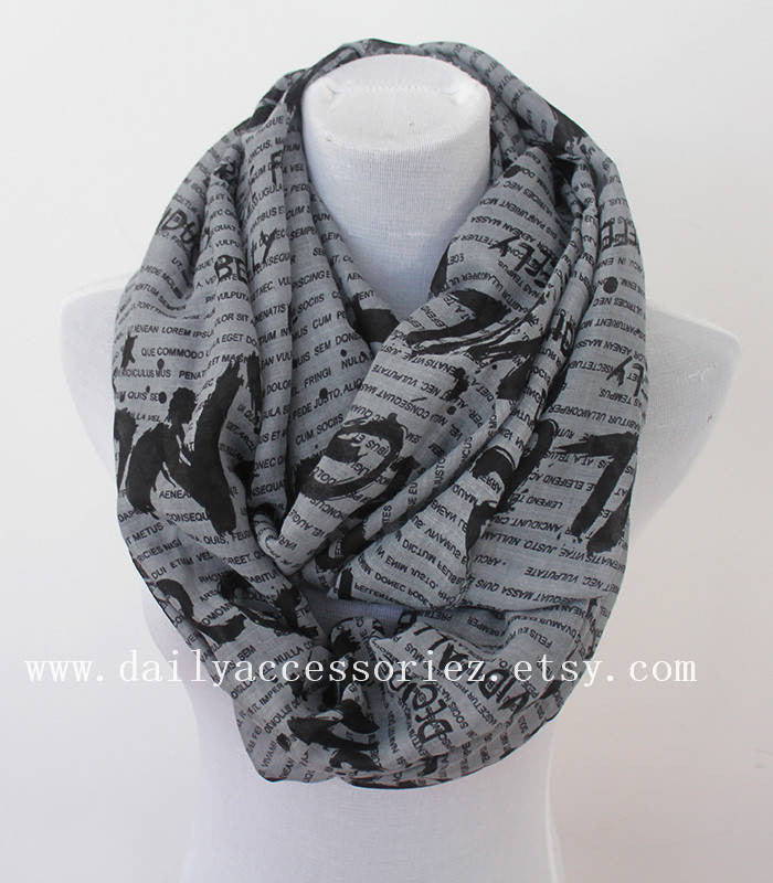 Gray Letter Infinity Scarf - Bean Concept - Etsy