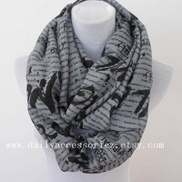 Gray Letter Infinity Scarf - Bean Concept - Etsy