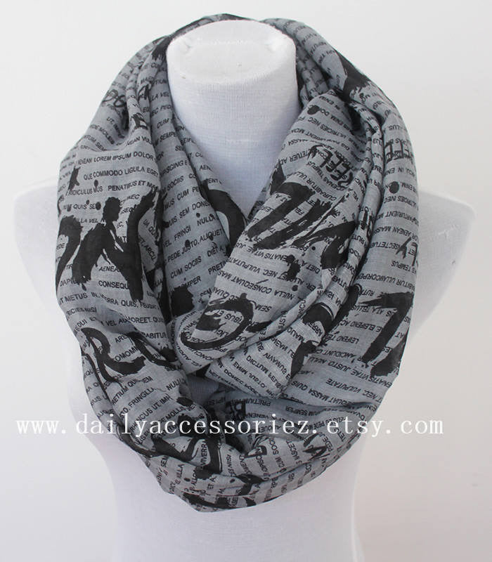 Gray Letter Infinity Scarf - Bean Concept - Etsy