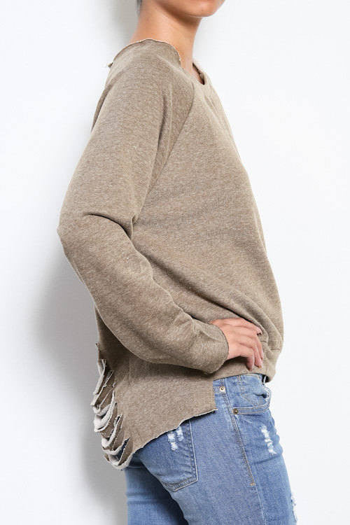 gray sweatshirt with cutout back - Bean Concept - Etsy