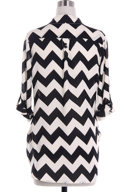 Pink Chevron Blouse - Bean Concept - Etsy