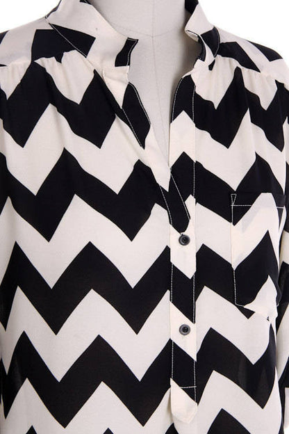 Pink Chevron Blouse - Bean Concept - Etsy