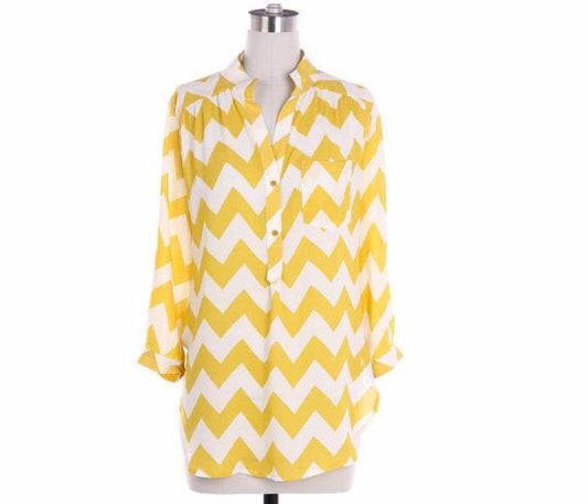 Yellow Chevron Blouse - Bean Concept - Etsy