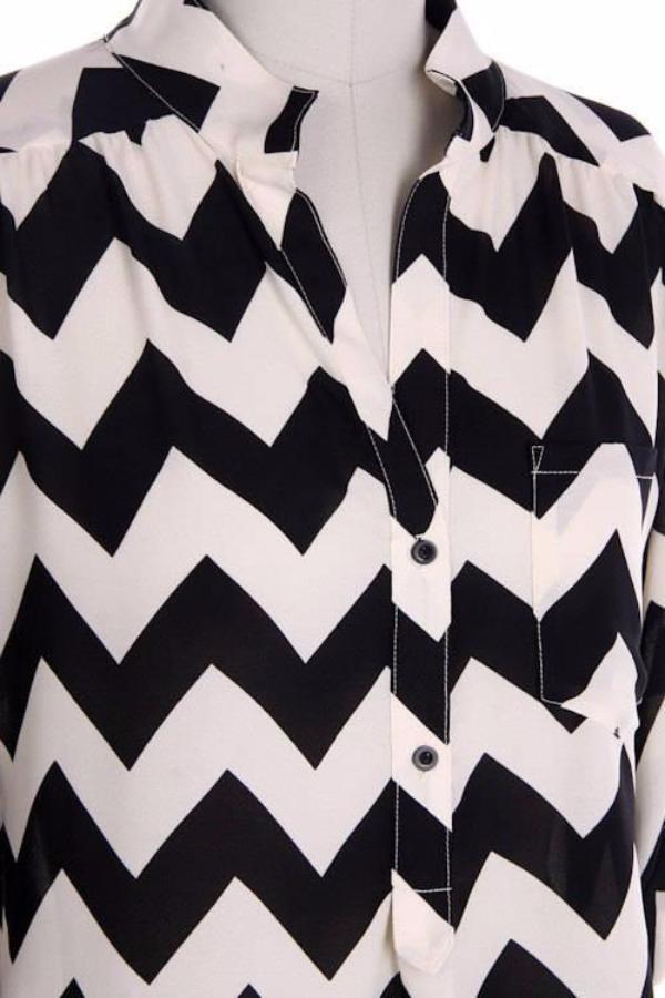 Black Chevron Blouse - Bean Concept - Etsy