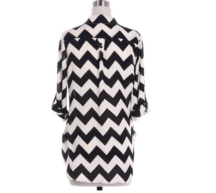Black Chevron Blouse - Bean Concept - Etsy