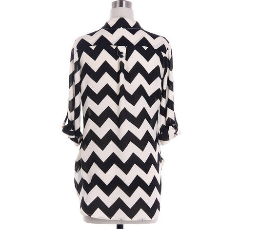 Black Chevron Blouse - Bean Concept - Etsy