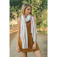 White Bohemian Fringe Scarf - Bean Concept - Etsy