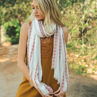 White Bohemian Fringe Scarf - Bean Concept - Etsy