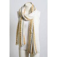 White Bohemian Fringe Scarf - Bean Concept - Etsy