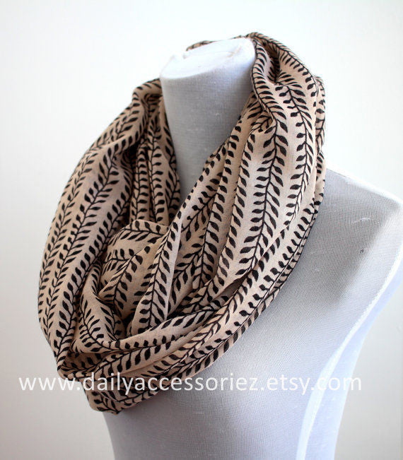 Khaki Leaf Scarf - Bean Concept - Etsy