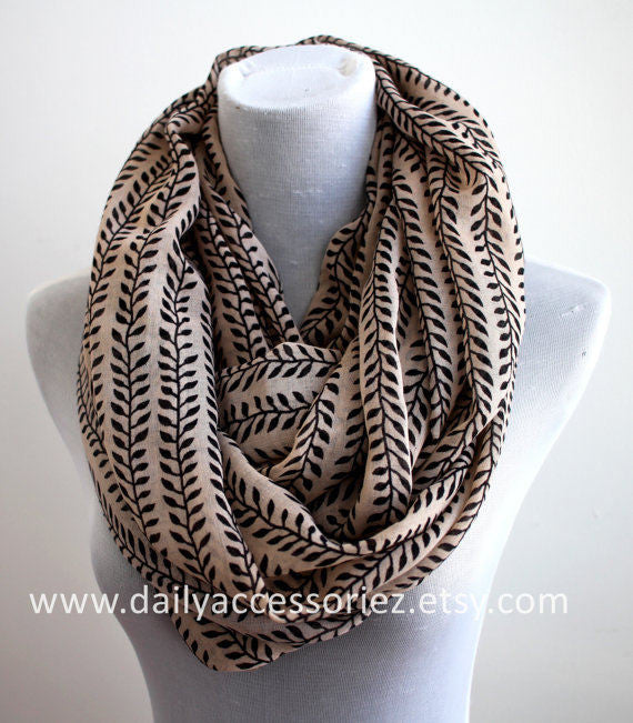 Khaki Leaf Scarf - Bean Concept - Etsy
