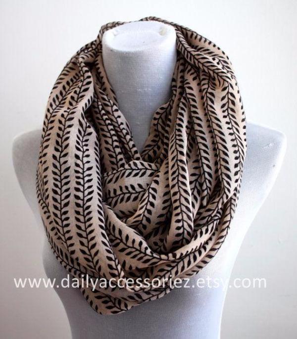 Khaki Leaf Scarf - Bean Concept - Etsy