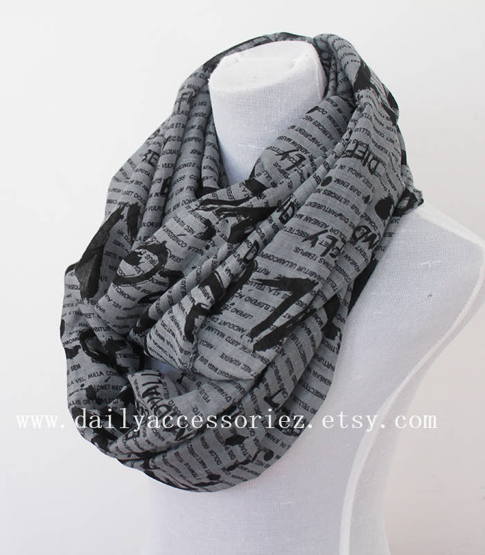 Gray Letter Infinity Scarf - Bean Concept - Etsy