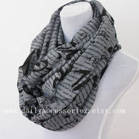 Gray Letter Infinity Scarf - Bean Concept - Etsy