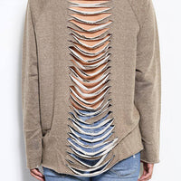 gray sweatshirt with cutout back - Bean Concept - Etsy