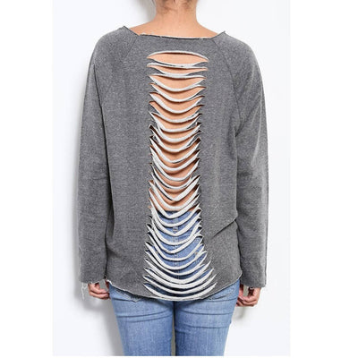 gray sweatshirt with cutout back - Bean Concept - Etsy