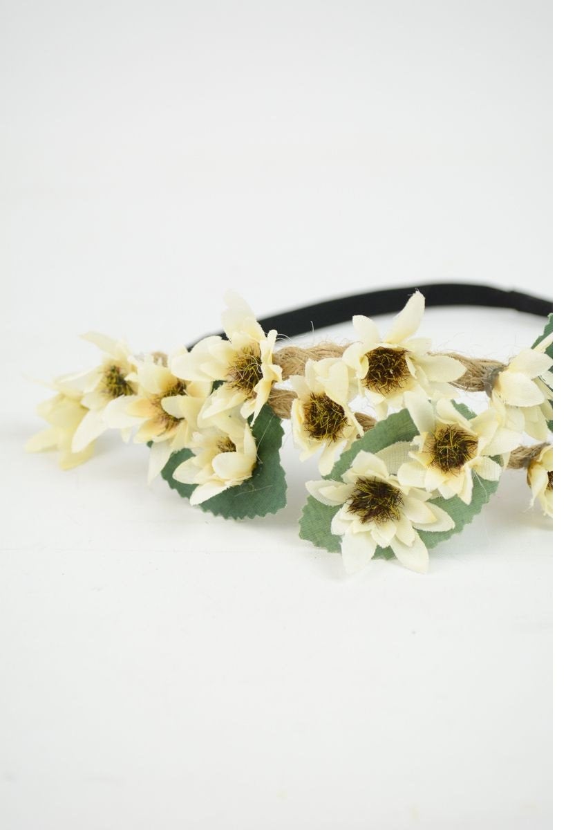 Blush ivory flower crown wedding, simple flower crown, dainty floral headband, boho hair wreath, bridal rustic crown, bohemian floral crown