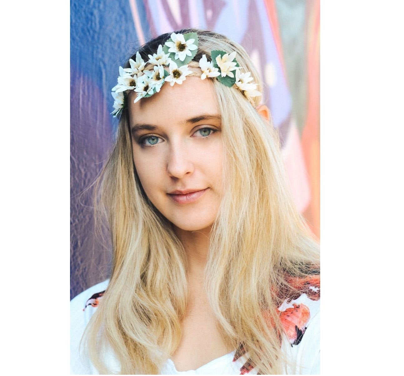 Blush ivory flower crown wedding, simple flower crown, dainty floral headband, boho hair wreath, bridal rustic crown, bohemian floral crown
