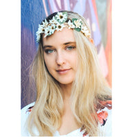 Blush ivory flower crown wedding, simple flower crown, dainty floral headband, boho hair wreath, bridal rustic crown, bohemian floral crown
