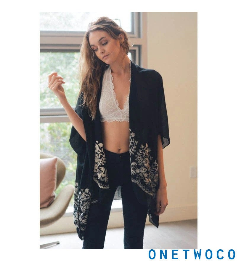 Embroidered Kimono Jacket,Beach cover up,Bohemian,festival,Oversized,Boho style,cardigan ,Summer Dress,Boho