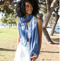 White Black Tie Dye Scarf