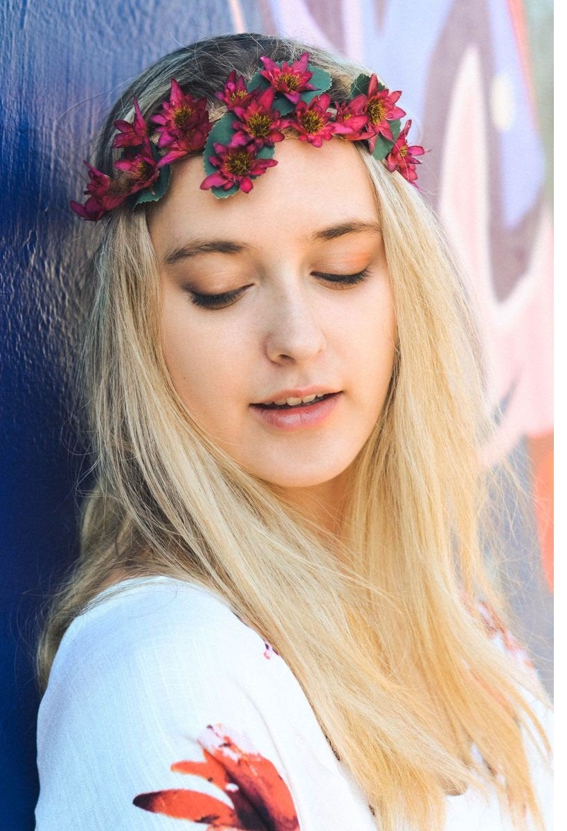 Blush ivory flower crown wedding, simple flower crown, dainty floral headband, boho hair wreath, bridal rustic crown, bohemian floral crown