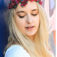 Blush ivory flower crown wedding, simple flower crown, dainty floral headband, boho hair wreath, bridal rustic crown, bohemian floral crown