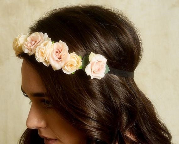 pink flower crown wedding