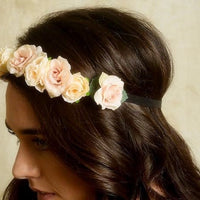 pink flower crown wedding, simple flower crown, dainty floral headband, boho hair wreath, bridal rustic crown, bohemian floral crown