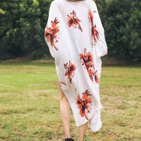 White Floral Kimono Jacket