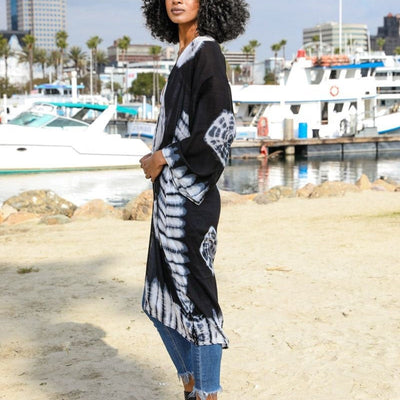 Black Tie Dye Kimono Jacket,Beach cover up,Bohemian,festival,Oversized,Boho style,cardigan ,Summer Dress,Boho