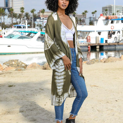 Olive Tie Dye Kimono Jacket,Beach cover up,Bohemian,festival,Oversized,Boho style,cardigan ,Summer Dress,Boho