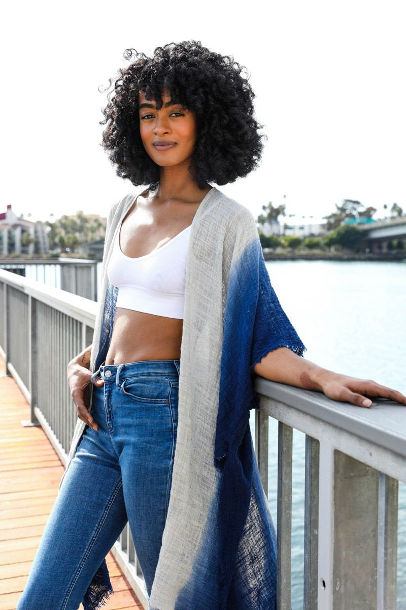Blue Ombre Kimono Jacket,Beach cover up,Bohemian,festival,Oversized,Boho style,cardigan ,Summer Dress,Boho