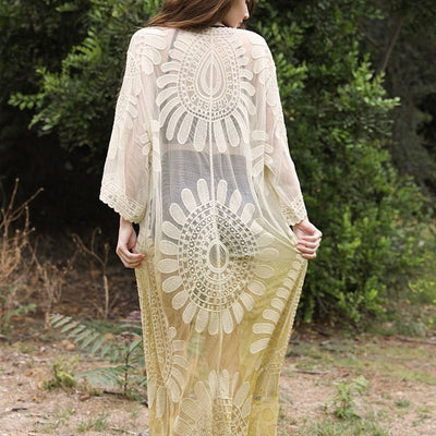 Ombre Ochre Yellow Lace Kimono