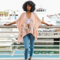 Summer Kimono with embroidered daisies, Kimono Wrap, Beach cover up,Bohemian,festival,Oversized,Boho style,cardigan ,Summer Dress,Boho