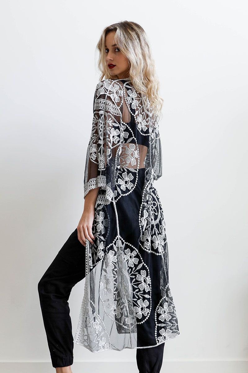Mustard Yellow Lace Kimono