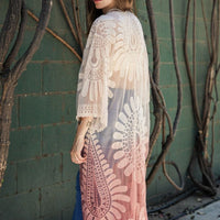 Ombre Ochre Yellow Lace Kimono
